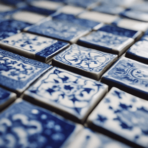 Blue and white ceramic tiles