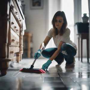 Woman cleaning floor