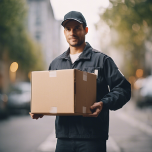 Delivery man carrying box