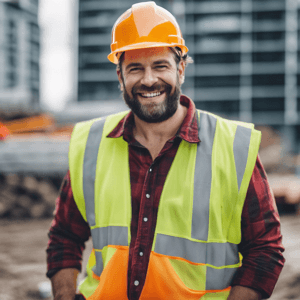 Construction worker smiling