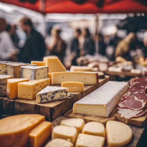 cheese stall at farmers market