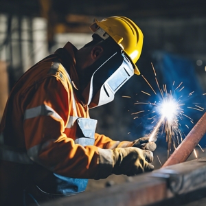 worker using arc welder