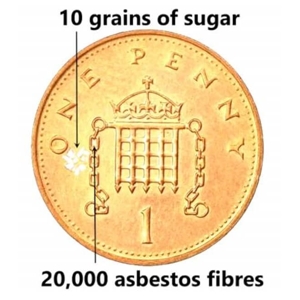 penny with asbestos fibres on it