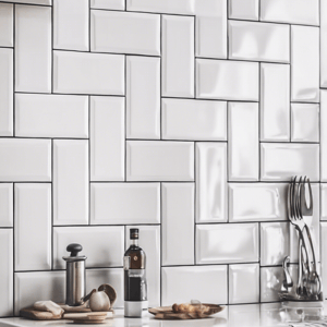 Ceramic wall tiles in kitchen