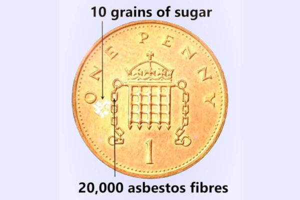 Asbestos dust on coin